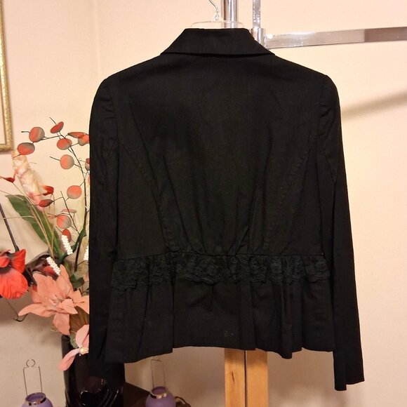 NWOT mac & jac Women’s Chic Black Lined Lace Blazer Lightweight Jacket Size 6 - Picture 9 of 13
